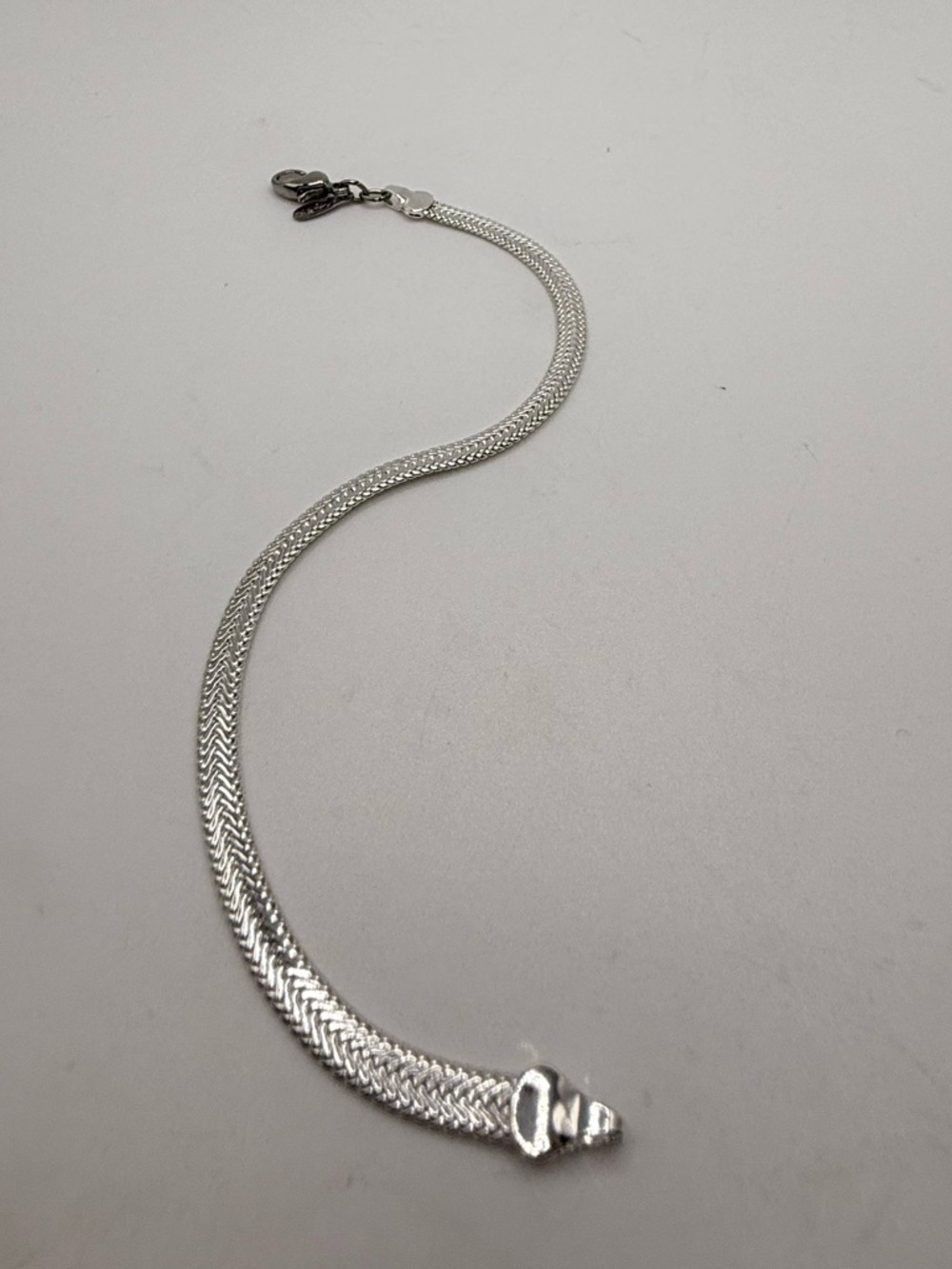 Napier Silver Tone Herringbone Bracelet 7.5” Lobster Clasp
